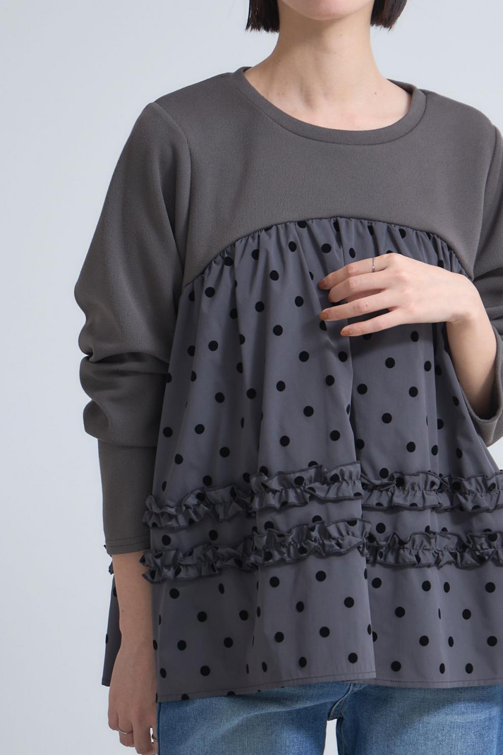 【tops】ドット柄プルオーバー　M28043