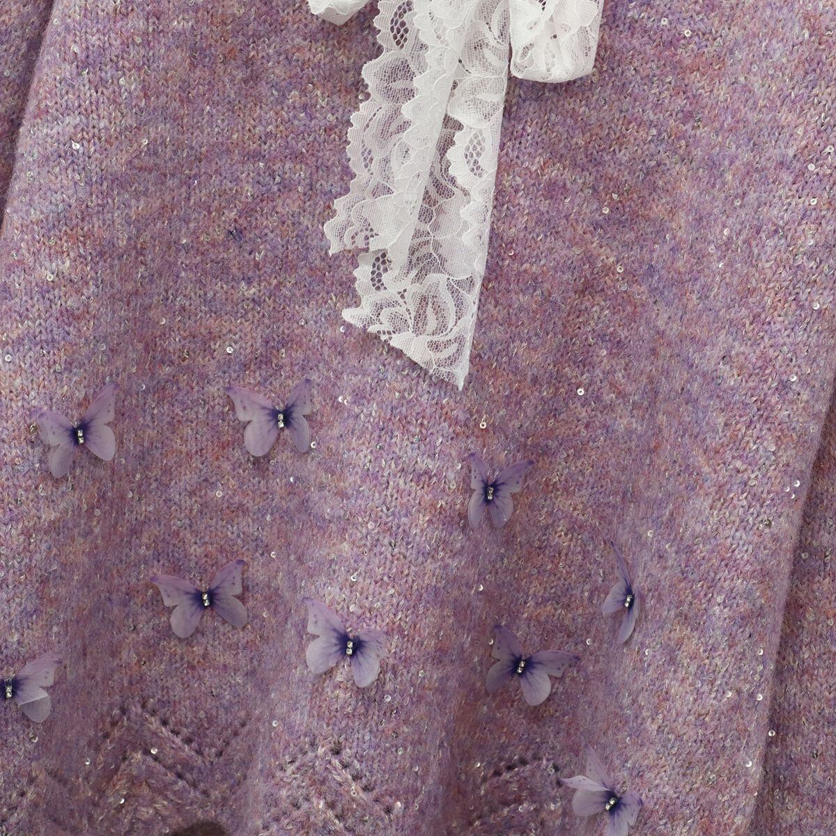 【tops】レース切り替えニットセーター　M28399