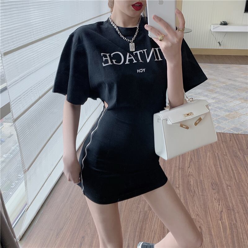 【dress】好感度UP!気質満点着痩せラウンドネックハイウエストワンピース G0744