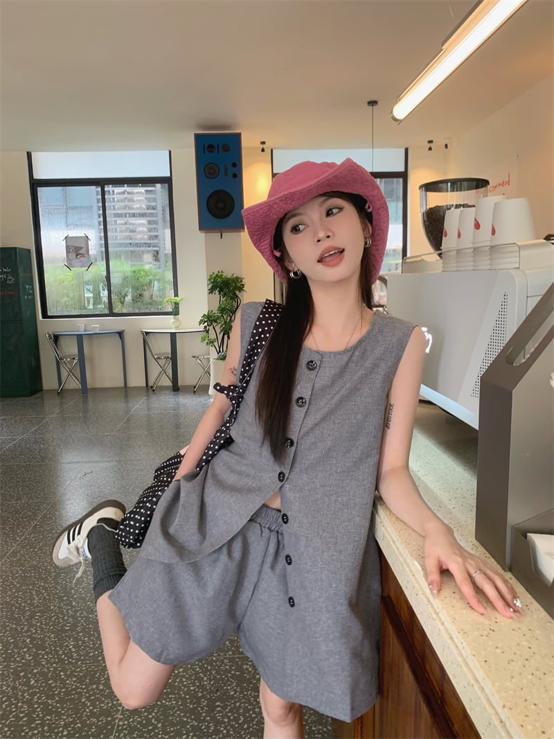 【set】ジレ×ショートパンツセット　M24124