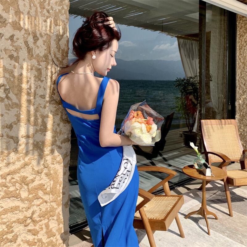 【dress】上品なシルエット!気質満点レトロノースリーブOL通勤ハイウエストワンピース G7444