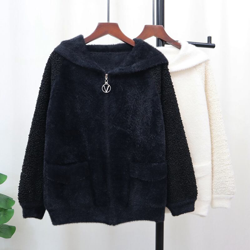 【outer】フード付きニットカーデ　M27633