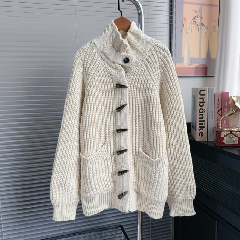【outer】スタントカラーニットカーディガン Q7143