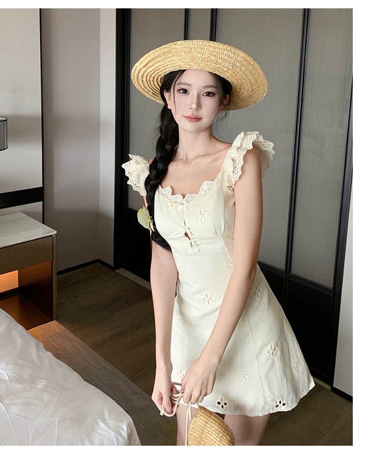 【dress】レース切り替えワンピース　M25156