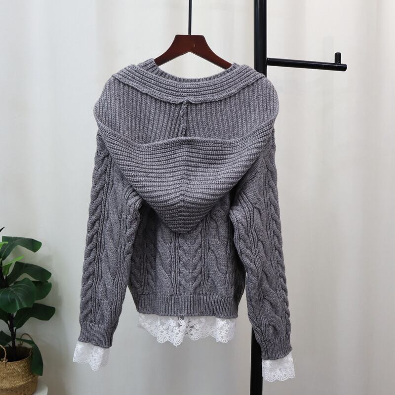 【tops】レース切り替えニットセーター　M27899