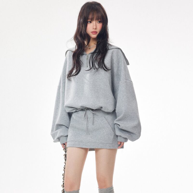 【dress】セーラーカラーパーカーワンピース Q7368