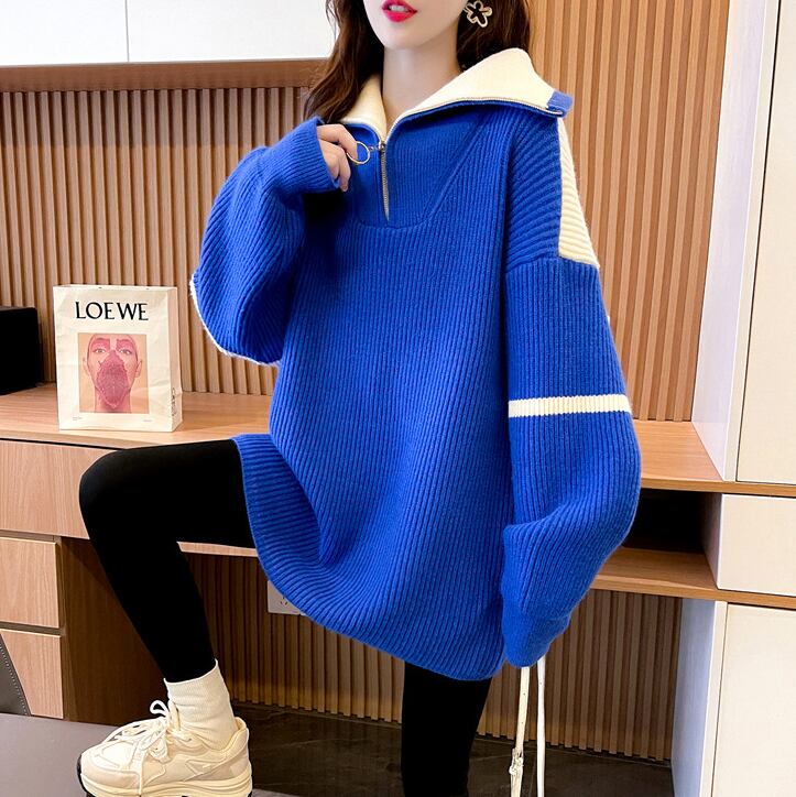 【tops】ファスナー配色ニットセーター　M19180