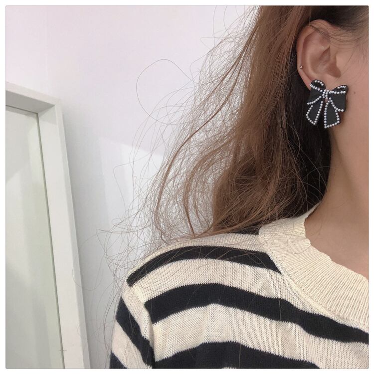 【小物】超人気 スウィートオシャレパールリボンパールピアスアクセサリー