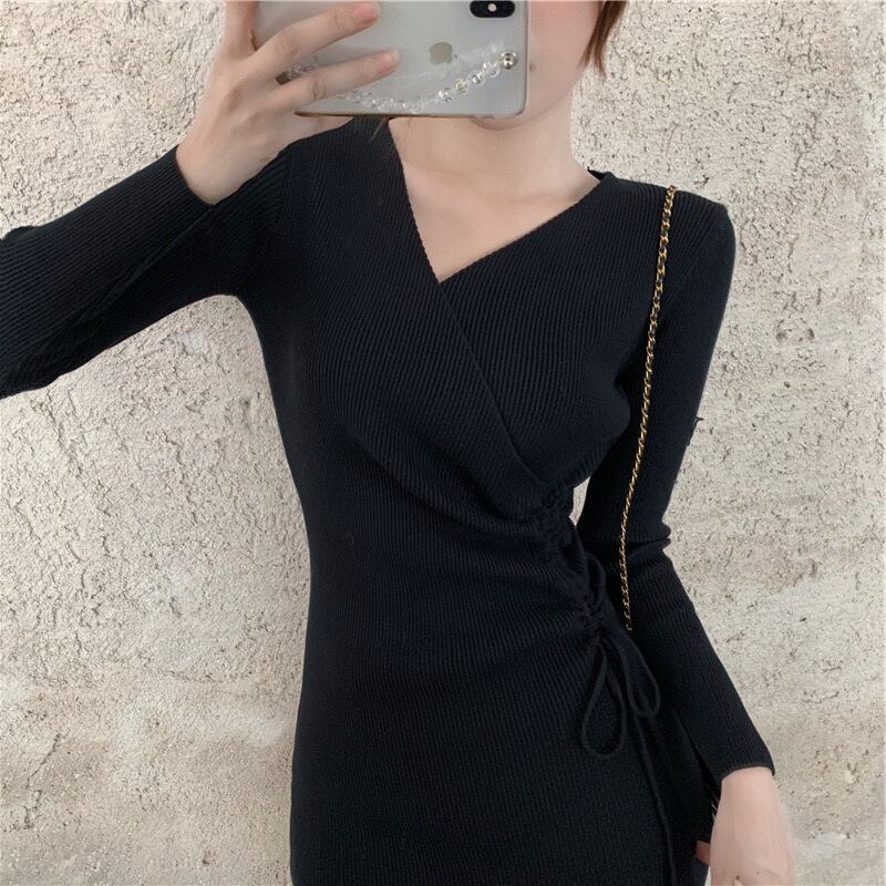 【dress】Vネックニットワンピース　M17513