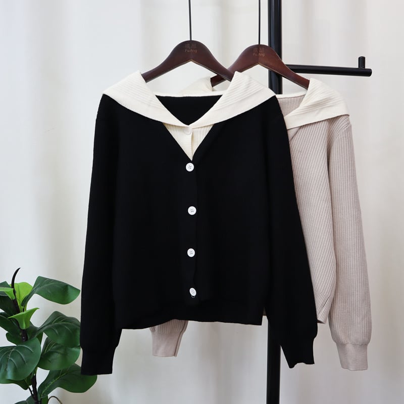 【outer】切り替えニットカーデ　M25438