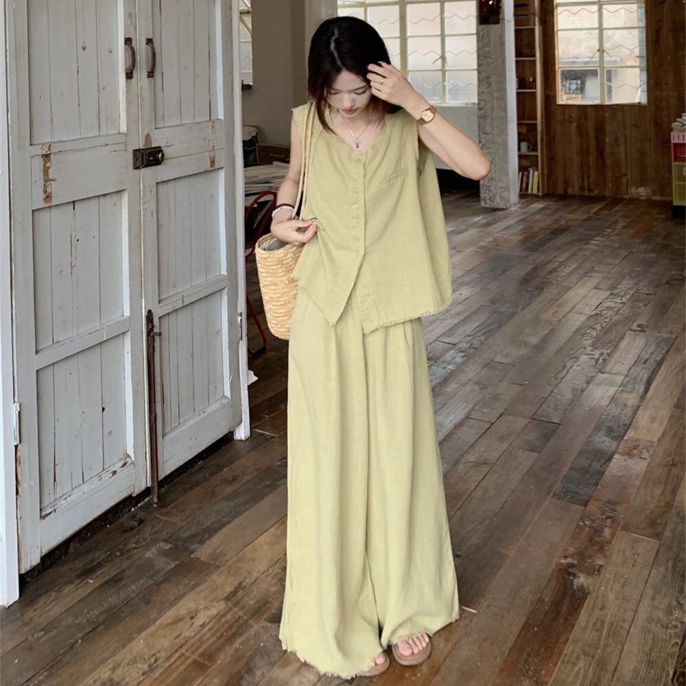 【set】ノースリーブトップス×ワイドパンツセット　M24794