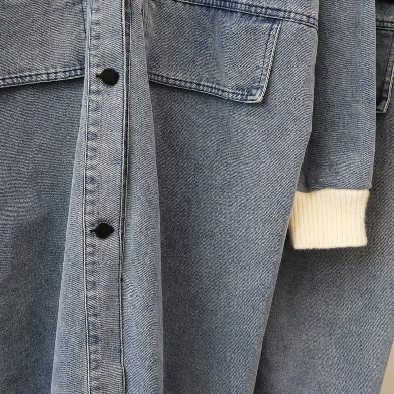 【outer】デニム切り替えニットカーデ　M27513