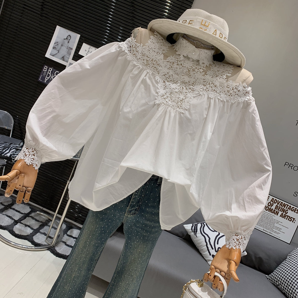 【tops】カットワークシャツトップス　M24705