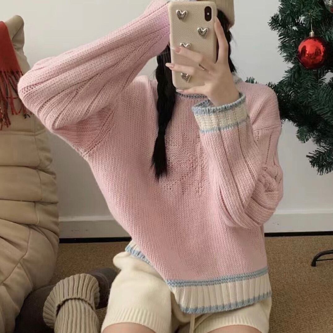 【tops】ジャカードニットセーター　M28825