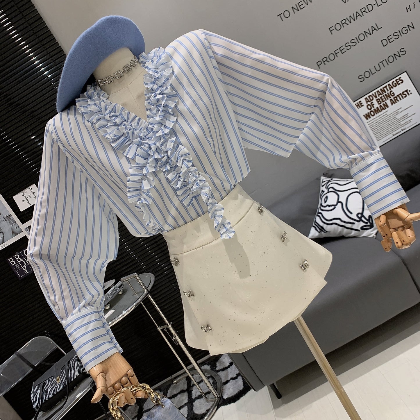 【tops】フリルシャツブラウス　M29981