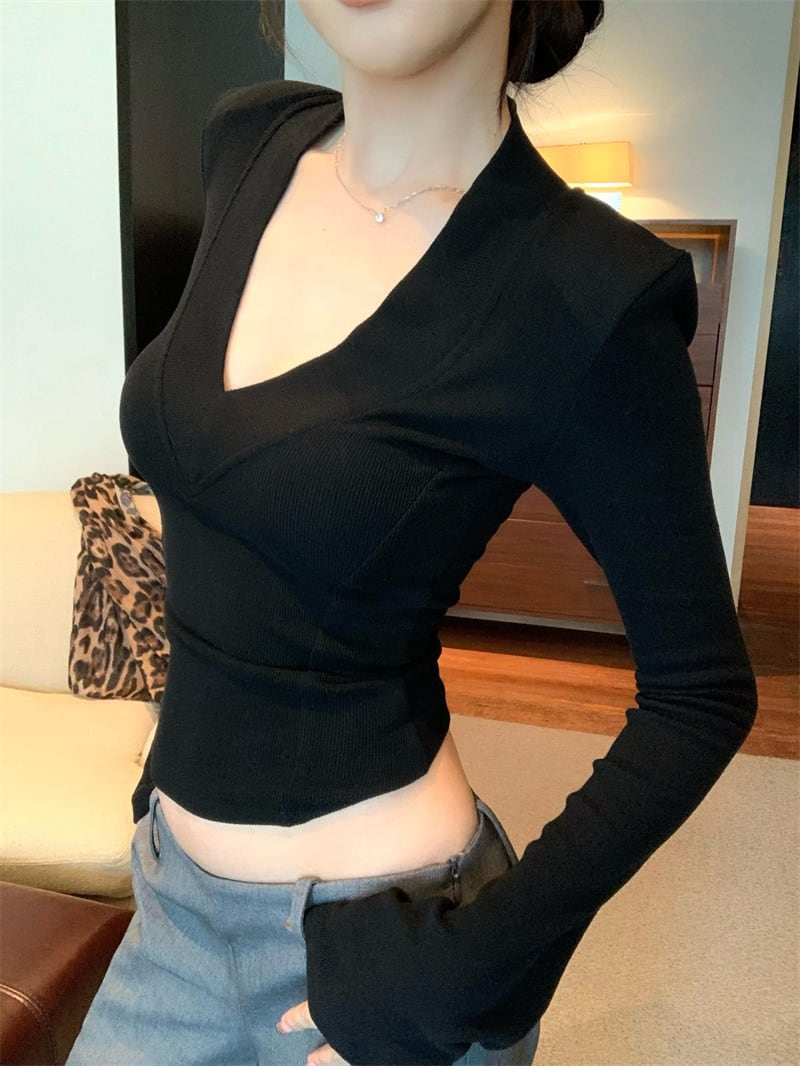 【tops】Vネック長袖Tシャツ　M27944