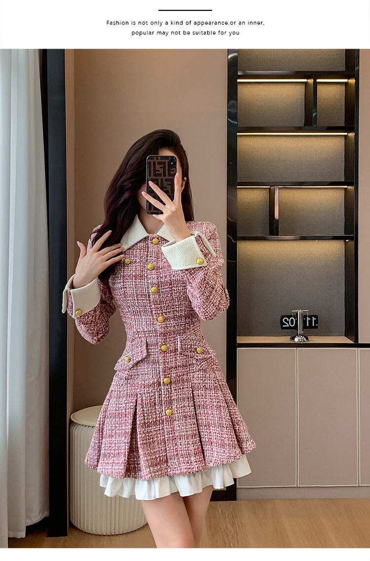 【dress】ツイードドッキングワンピース　M18135