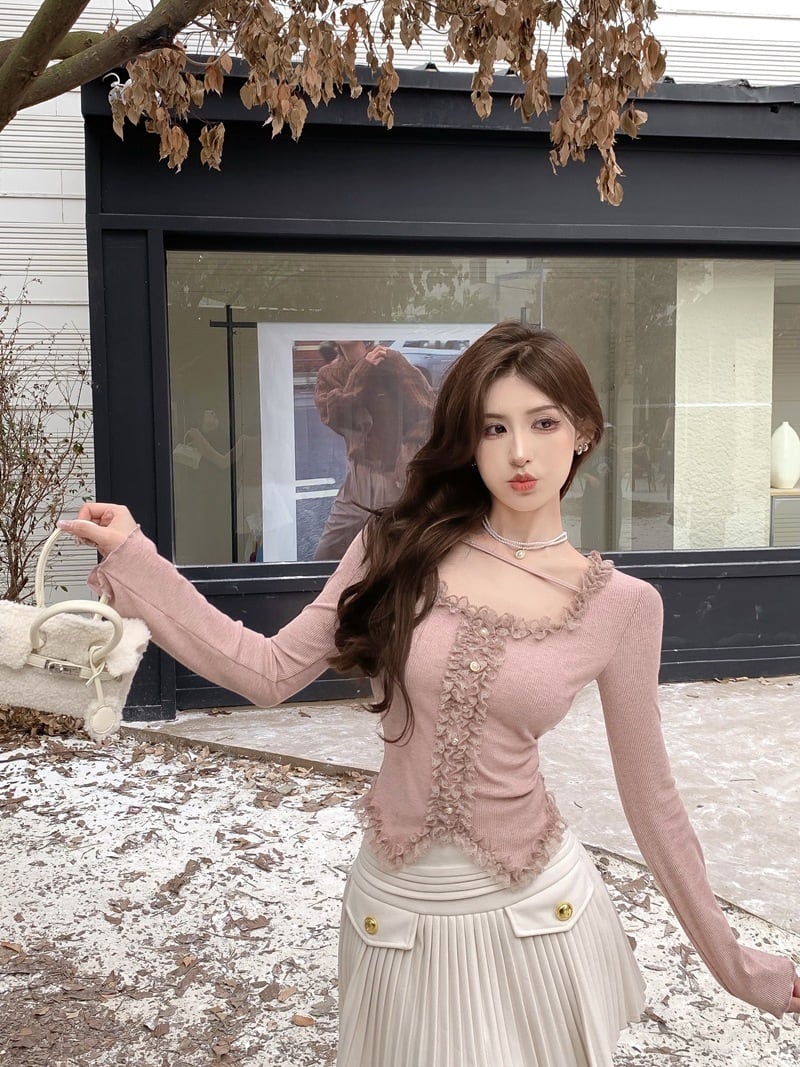 【tops】レース切り替えトップス　M29321