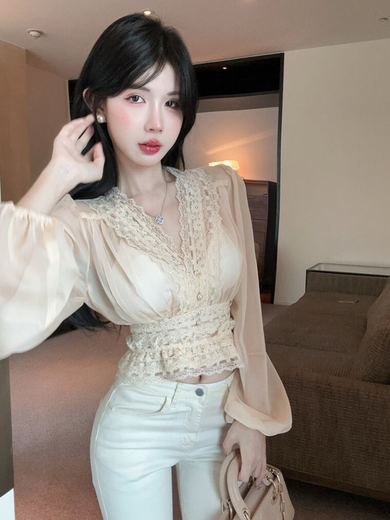 【tops】レースドッキングブラウス　M29390
