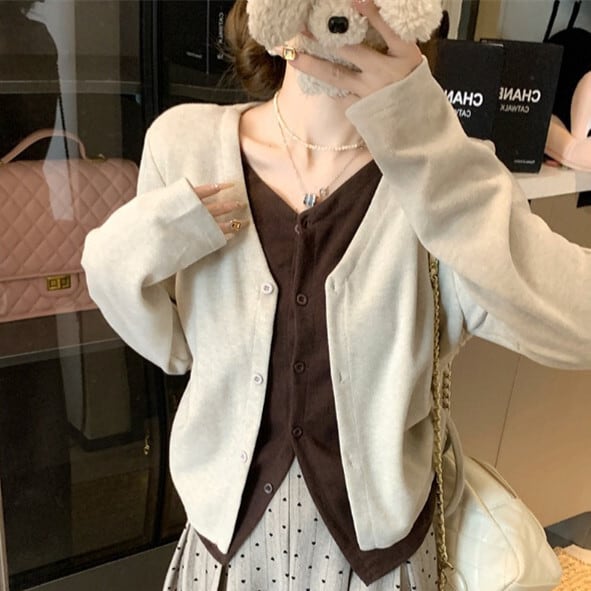 【outer】切り替えニットカーデ　M28718