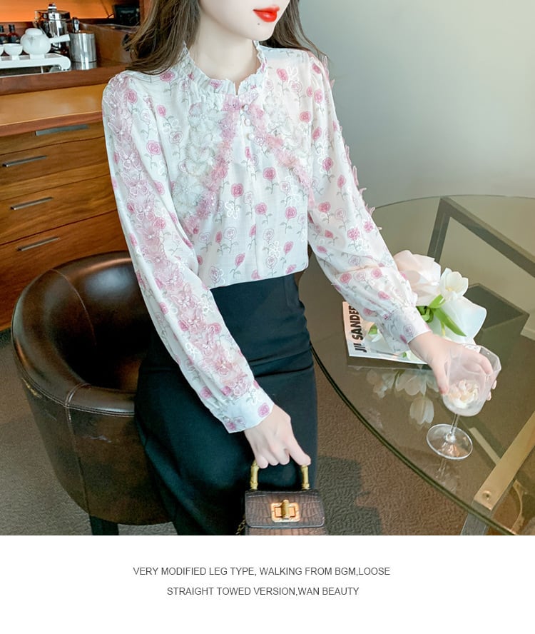 【tops】花柄シャツトップス　M28877