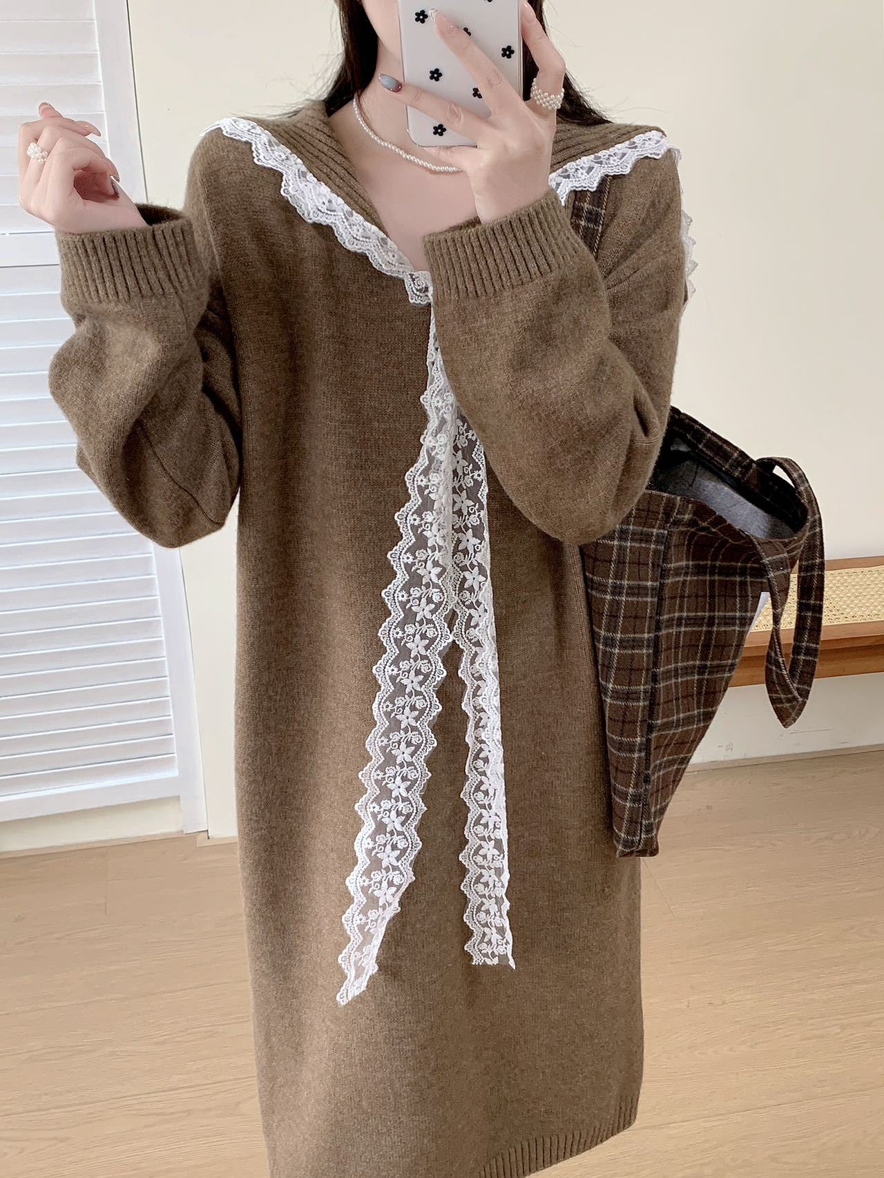 【dress】セーラーカラーニットワンピース Q7770