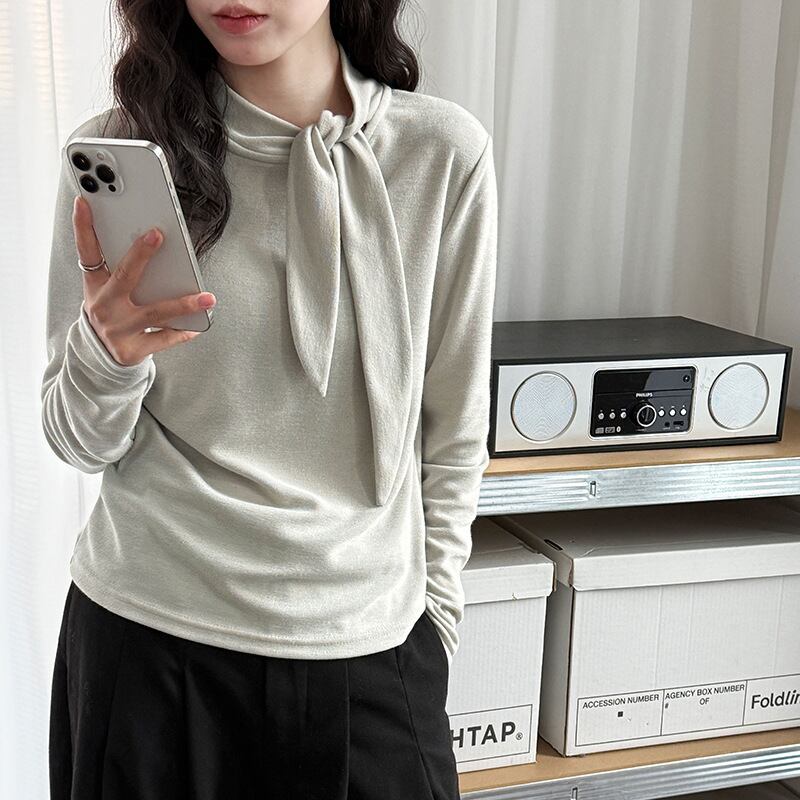 【tops】スカーフカラーブラウス Q7088