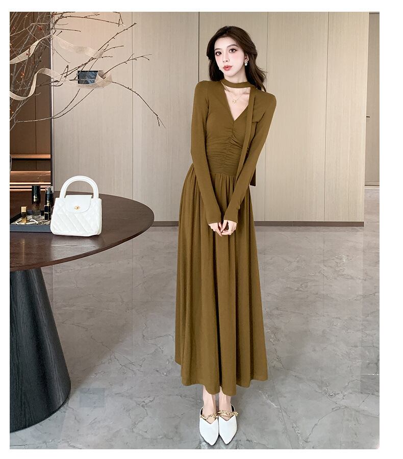 【dress】チョーカー付Vネックワンピース　M28249