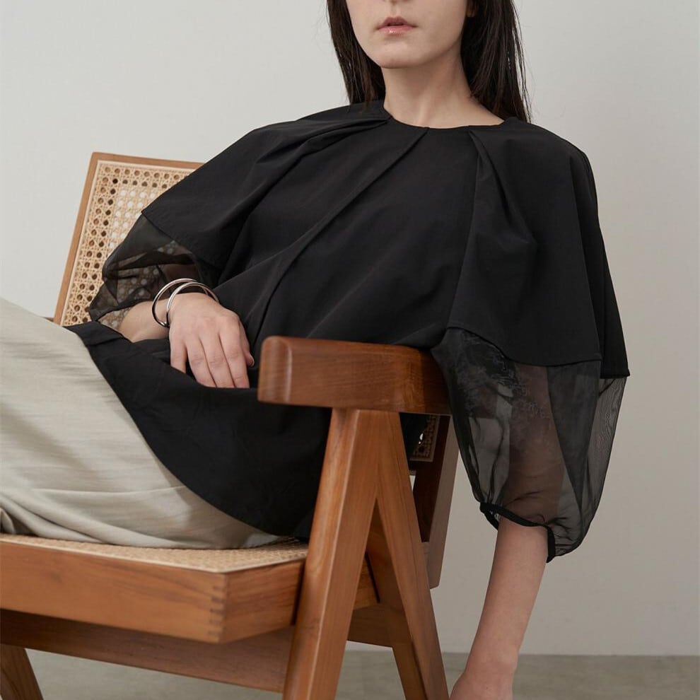 【tops】チュールコンビブラウス　M29949