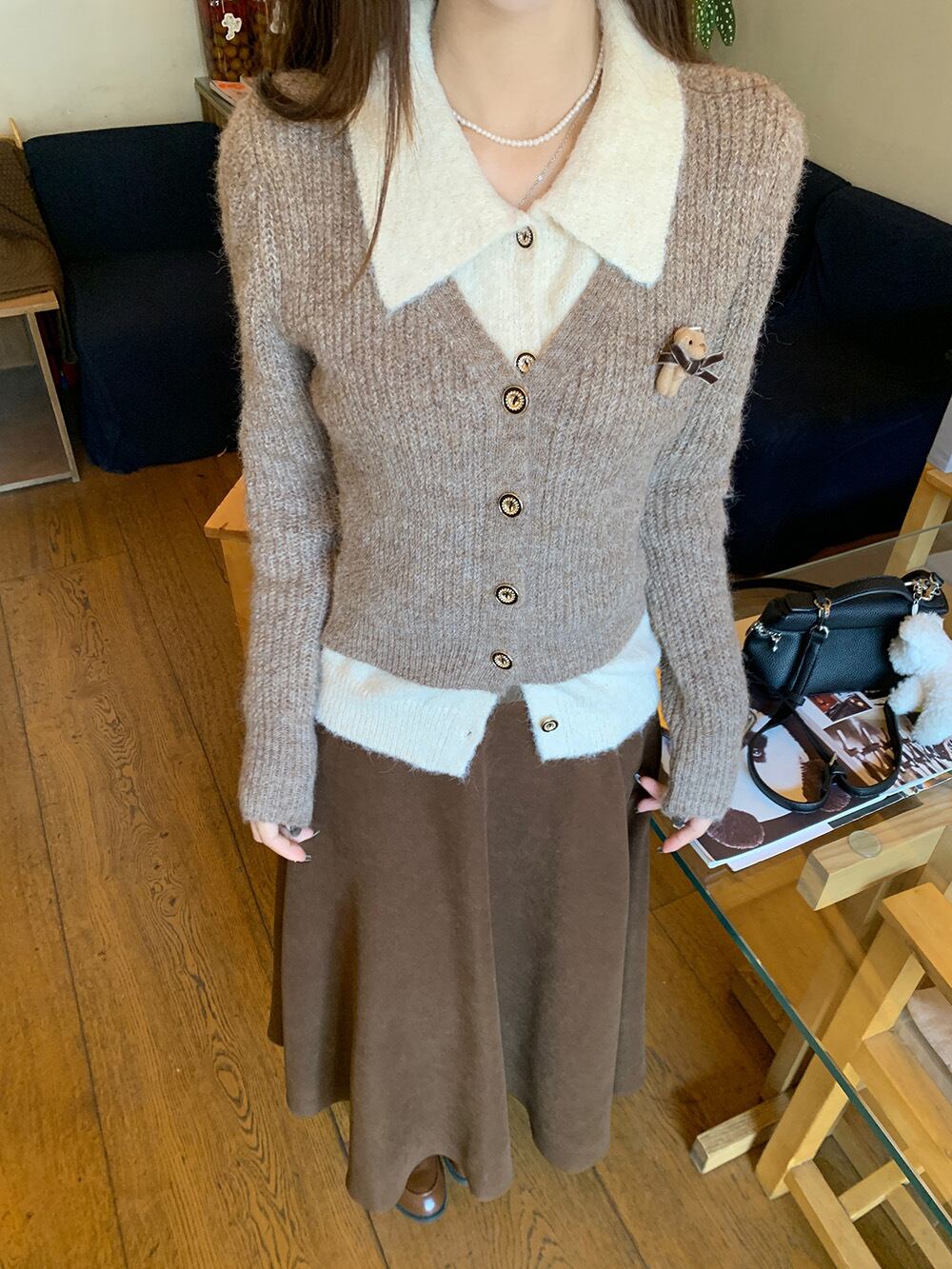 【outer】切り替えニットカーデ　M27742
