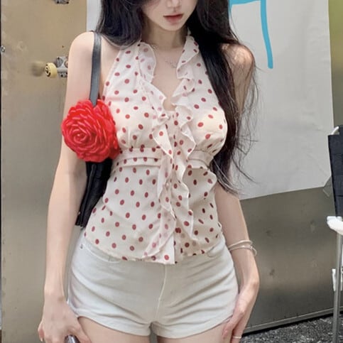 【tops】ドット柄キャミソール　M24590