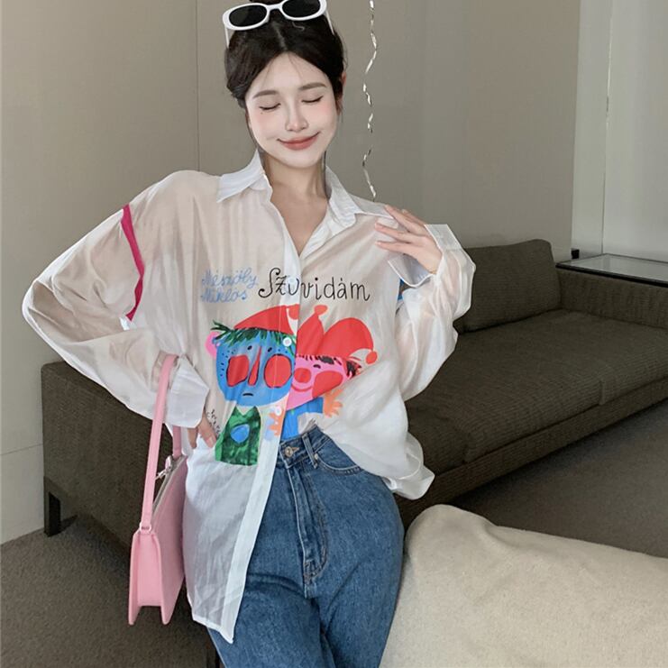 【tops】プリント薄手ブラウスG20368