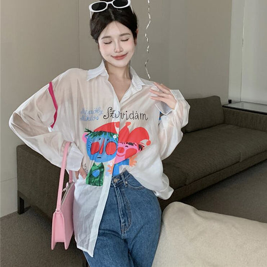 【tops】プリント薄手ブラウスG20368