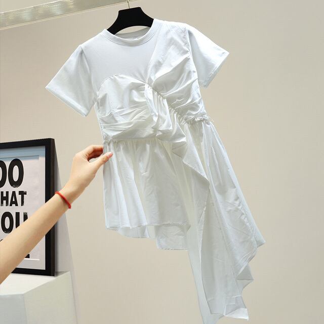 【tops】2色半袖イレギュラーＴシャツF7324