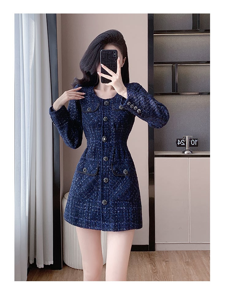 【dress】ツイードチェック柄ワンピース　M27658