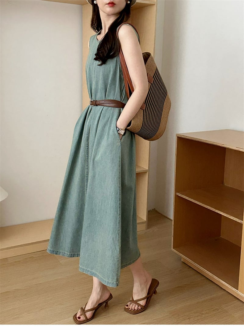 【dress】ノースリーブデニムワンピース　M24025