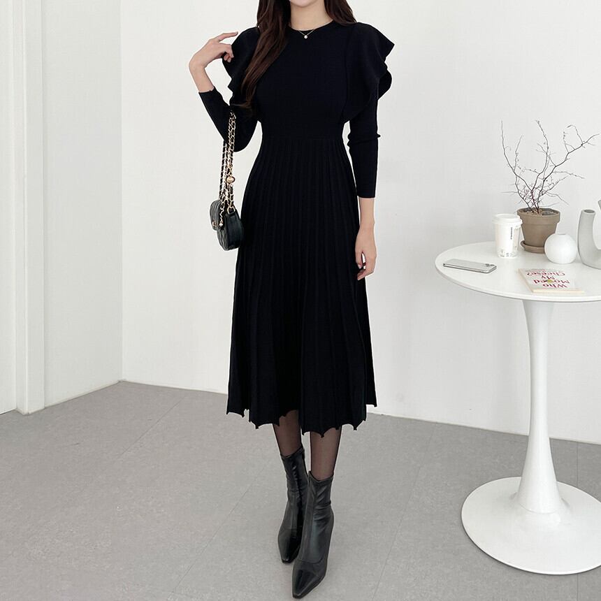 【dress】フリルニットワンピース　M26191
