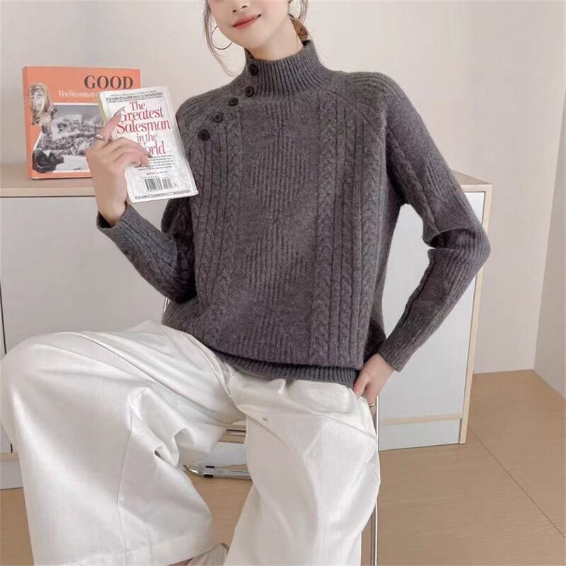 【tops】ハイネックニットトップス Q7159