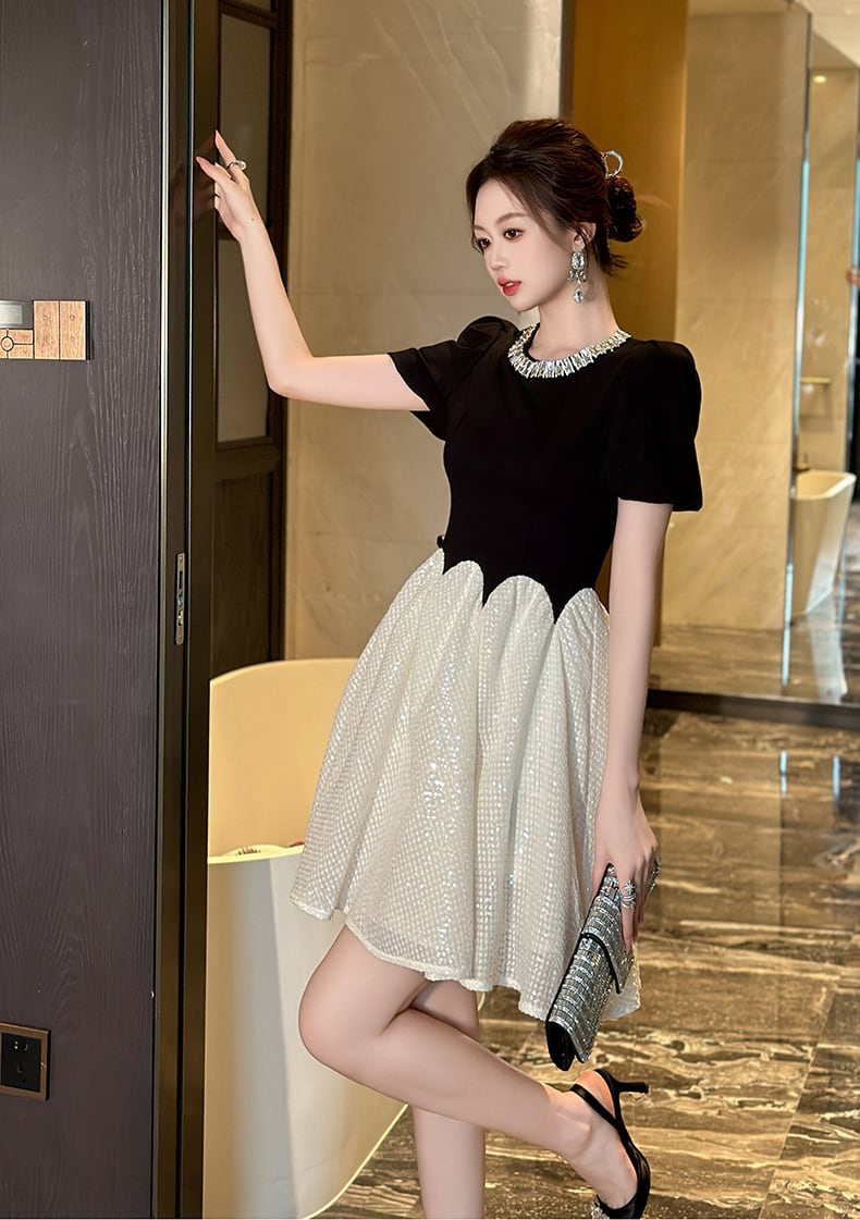【dress】ドッキングビジュー付きデートワンピース　N2669