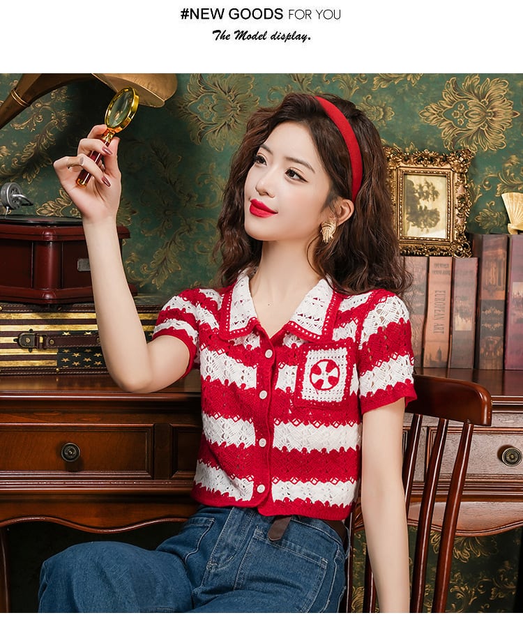 【tops】ストライプ柄ニットトップスG20450