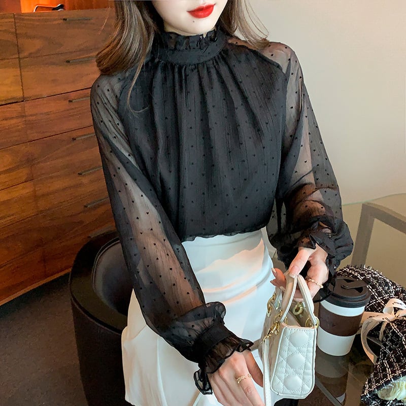 【tops】チュールコンビシャツトップス　M28709