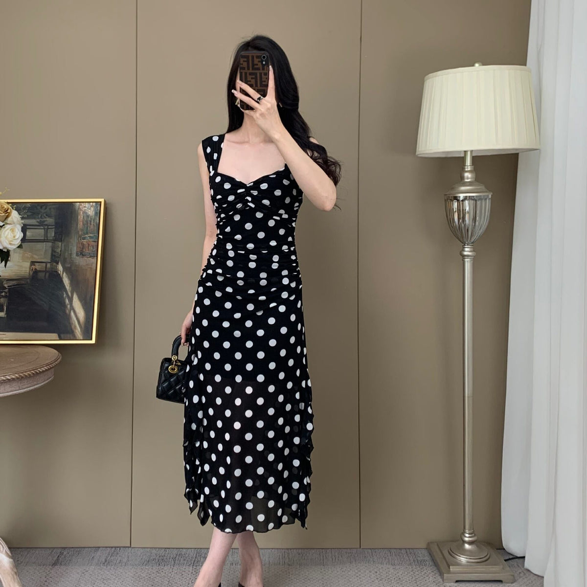 【dress】ドット柄キャミワンピース　M29994