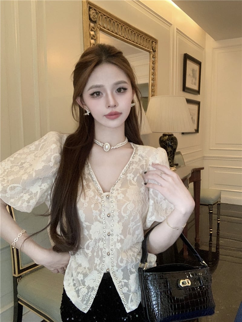 【tops】ダイヤモンドレースブラウスG21549