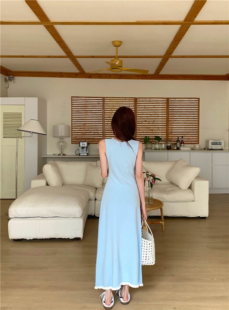 【dress】偽二つ切り替えニットキャミワンピース G20518