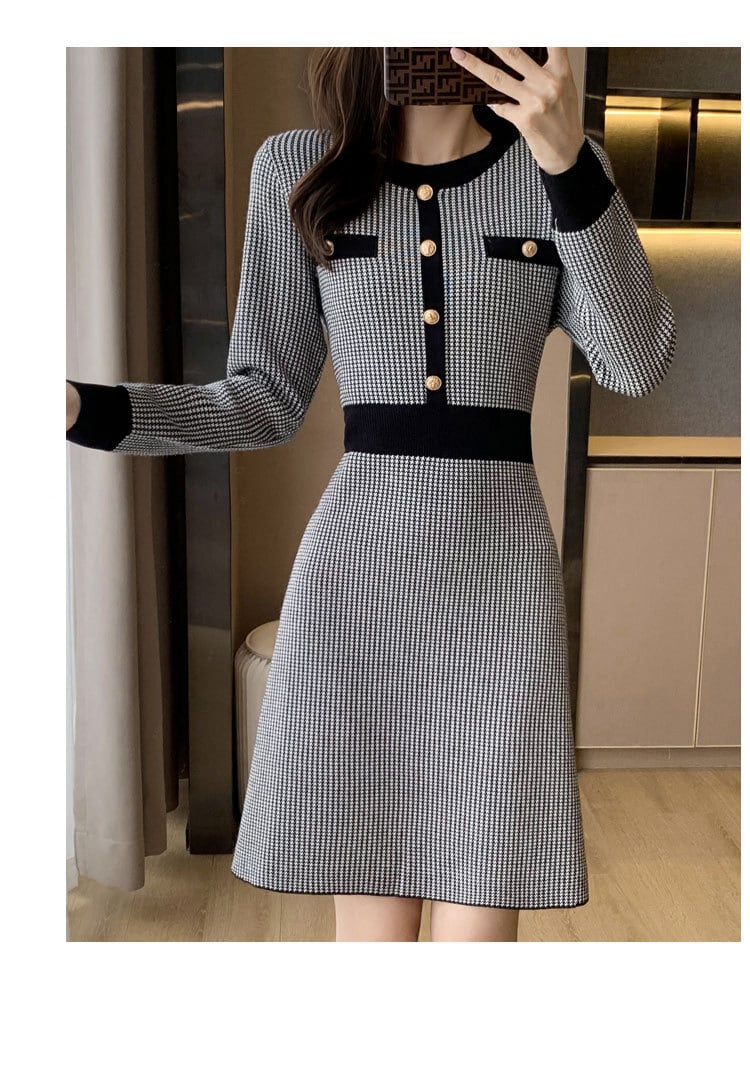 【dress】千鳥格子ワンピース　M25487