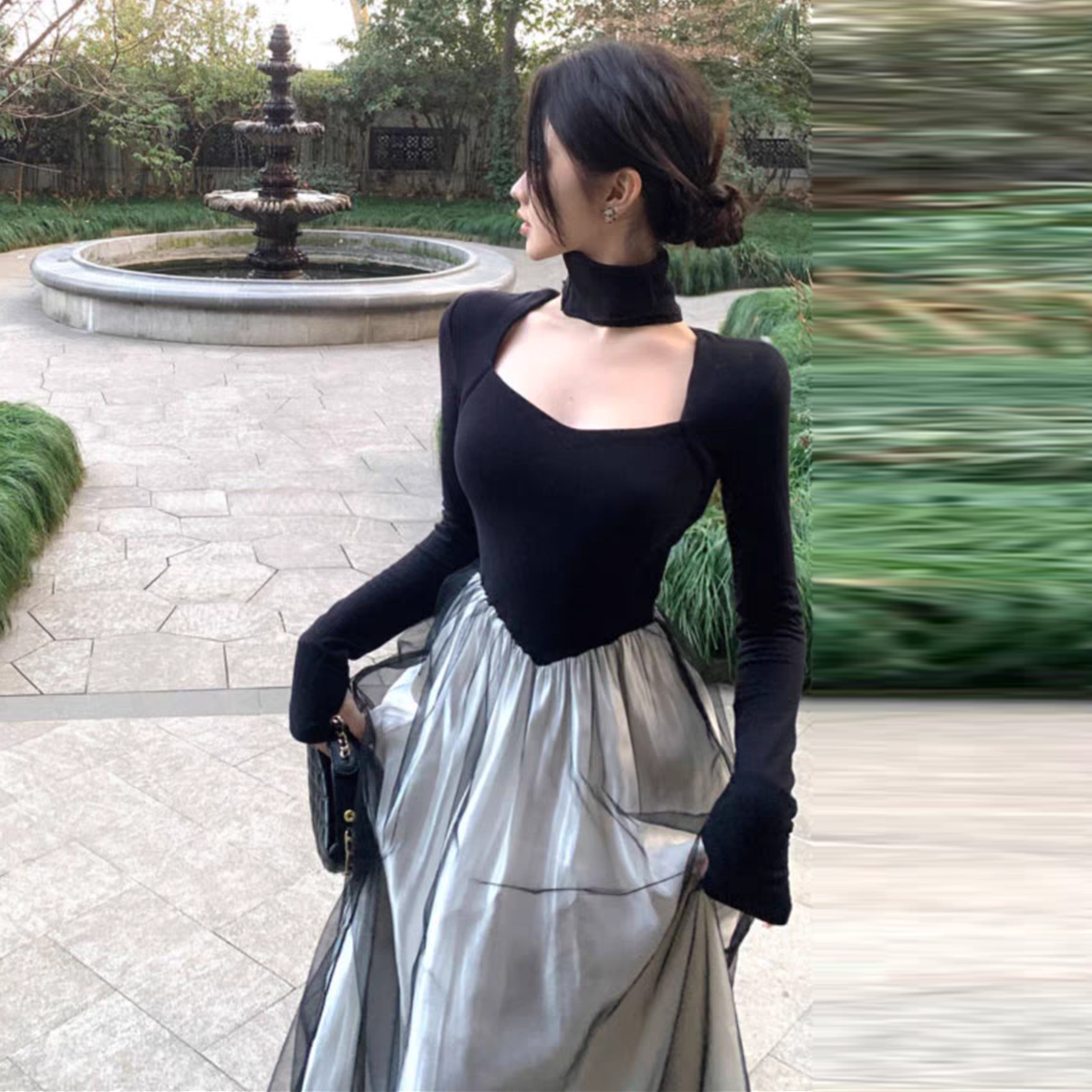 【dress】カラーマッチングデートワンピースG24130