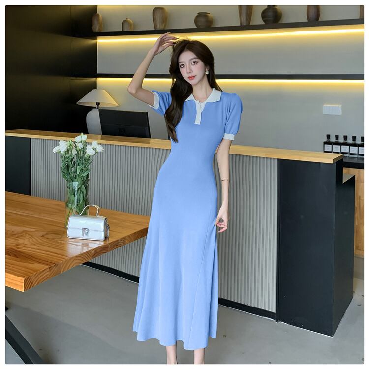 【dress】POLOネックニットワンピース G21110