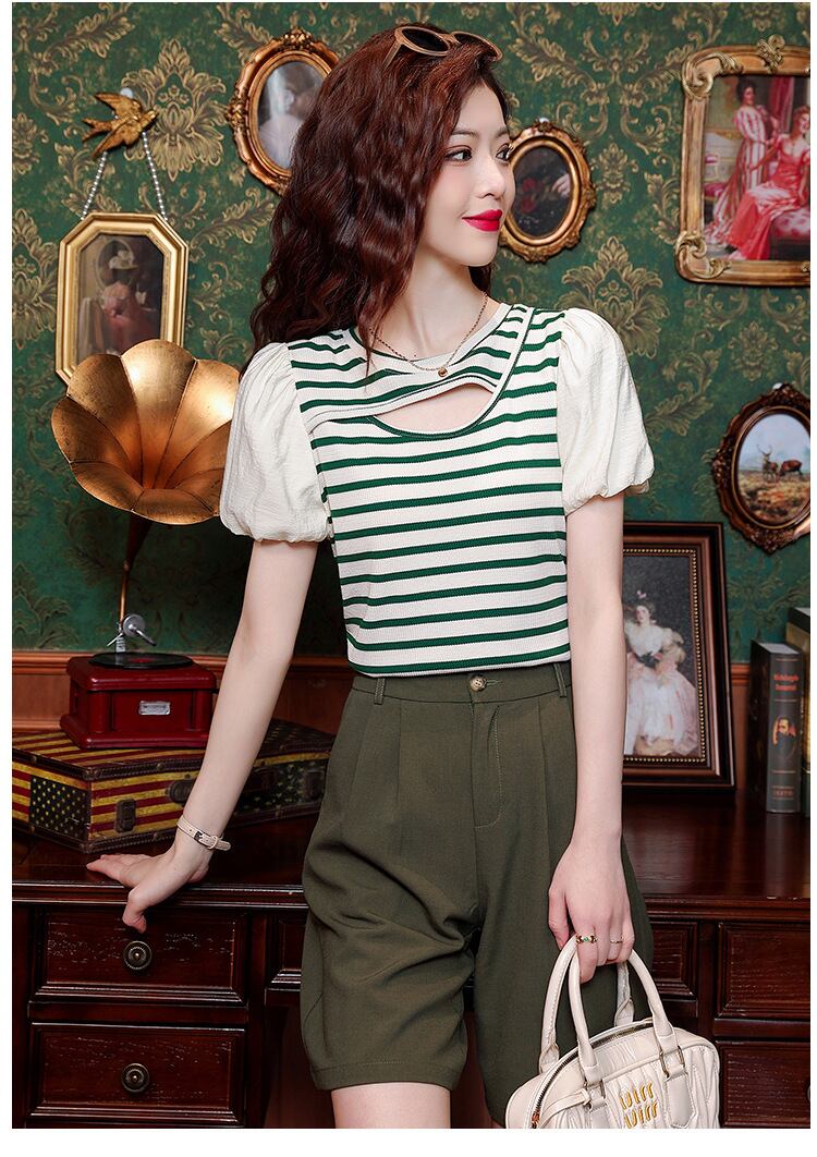 【tops】ストライプ柄TシャツG20923