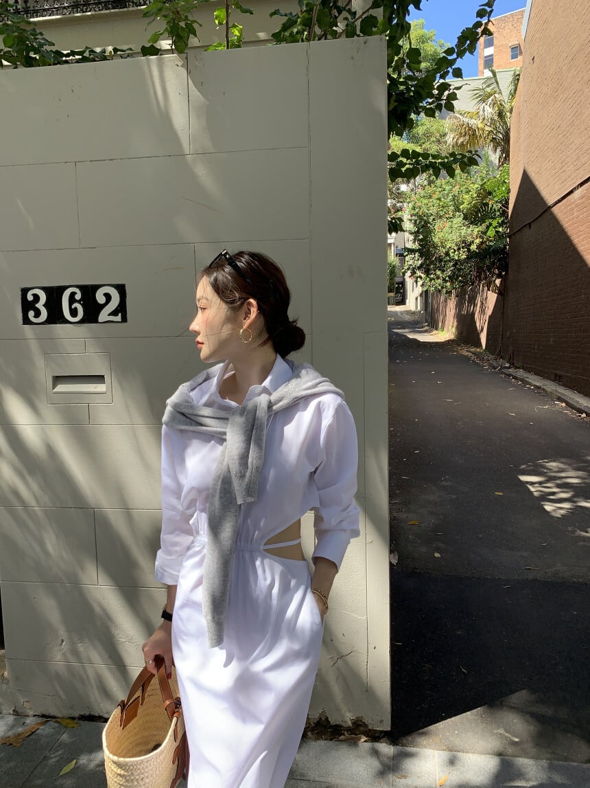 【dress】ウエストカットシャツワンピース G20859