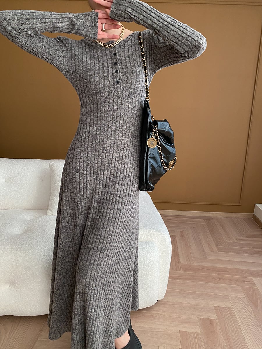 【dress】ロングニットワンピース Q7002